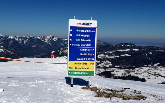 Kaisergebergte: oriëntatie in skigebieden – Oriëntatie Hochkössen (Unterberghorn) – Kössen