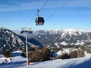Uitzicht vanaf de Hirschkogelbahn over het skigebied