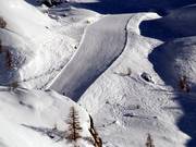 Perfect geprepareerde piste tussen Col Sarezza en Contenery