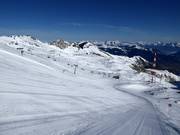 Uitzicht vanaf de Schmiedingerpiste over het skigebied