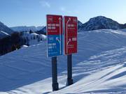 Bebording met moeilijkheidsgraden in kleur (blauw=gemakkelijk, rood=middel, zwart=moeilijk)