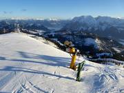 Sneeuwkanonnen op de zwarte Mitterstein-piste