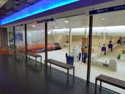 Uitzicht vanaf de eerste verdieping op de pistes