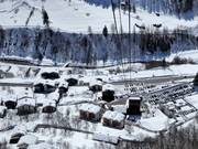 Uitzicht op de accommodaties bij het dalstation