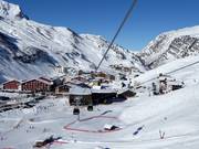 Uitzicht op het hoteldorp Zürs