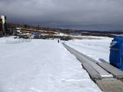 Transportband bij het dalstation van de gondelbaan