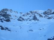 Uitzicht op de extreme freeridegebieden bij de Savin Kuk