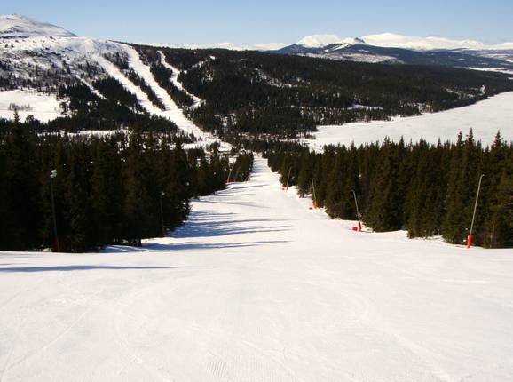 Makkelijke afdaling bij de sleeplift Blabaerfjell