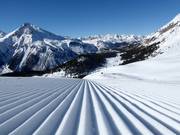 Perfecte pistepreparatie in het skigebied Minschuns