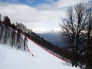 Op sommige pistes gaat het steil: passage van het afdalingstraject