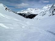 Het rode gedeelte van de dalafdaling naar Sulden