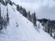 Steil terrein bij de stoeltjeslift Great Western Express