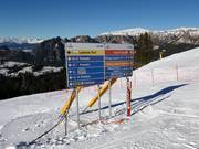 Pistebewegwijzering in het skigebied Carezza