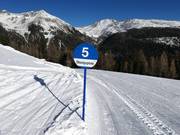 Piste-markering in het skigebied Schwemmalm