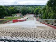 Bovenste deel van de korte, zwarte piste