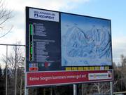 Pistekaart met actuele informatie bij het dalstation Schwarzenberg
