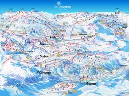 Pistekaart St. Anton/St. Christoph/Stuben/Lech/Zürs/Warth/Schröcken – Ski Arlberg