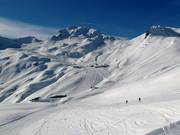 Uitzicht op de pistes bij de Parsennhütte