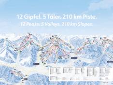 Pistekaart Snow Space Salzburg – Flachau/Wagrain/St. Johann-Alpendorf