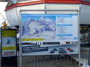 Pistebord direct bij het begin van de 4-persoons stoeltjeslift