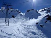 Diepe sneeuwhellingen in Furtschellas