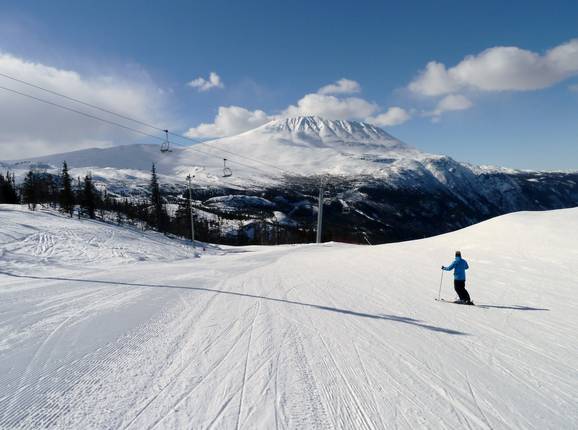 Afdaling Sondreløype met de Gaustatoppen