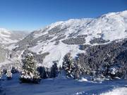 Uitzicht vanaf de Lamarkliften op de pistes op de Holzalm