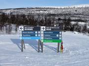Pistebewegwijzering in het skigebied Tänndalen