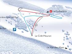 Pistekaart Le Crêt-Meuron – Fontaines (Les Gollières)