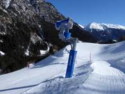 Sneeuwkanon bij de dalafdaling