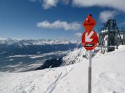 Start van de skiroute Seilbahnrinne