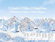 Pistekaart Snow Space Salzburg – Flachau/Wagrain/St. Johann-Alpendorf