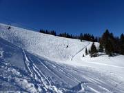 Diep sneeuw helling bij de Gorialm