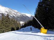 Sneeuwkanonnen op de dalafdaling