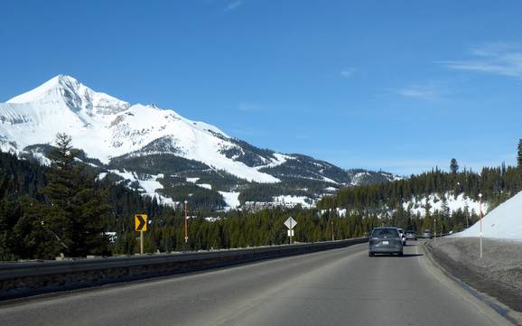 Madison Range: bereikbaarheid van en parkeermogelijkheden bij de skigebieden – Bereikbaarheid, parkeren Big Sky Resort