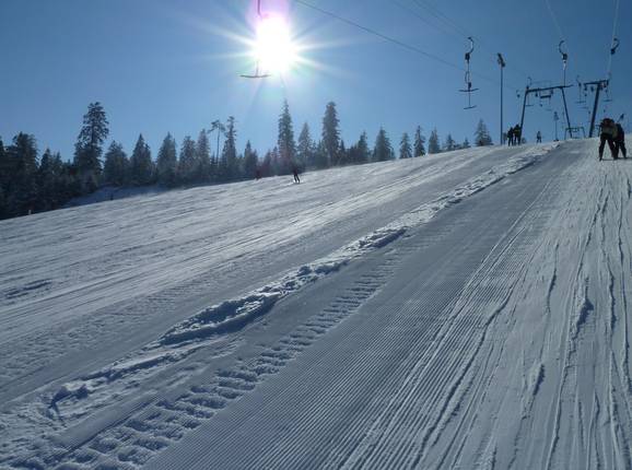 De afdaling vanaf de lift