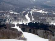 Uitzicht op de gemakkelijke pistes in het onderste deel van Sahoro