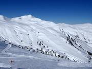 Uitzicht op de pistes bij de Frühmesserbahn