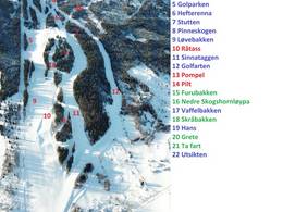 Pistekaart Gol Skisenter – Skagahøgdi