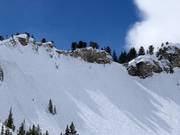 Steil terrein bij de stoeltjeslift Sugarloaf