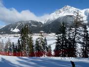 Uitzicht op de accommodaties in Reschen