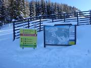 Bebording en pistekaart bij het bergstation van de Grebenzenbahn