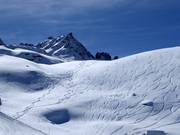 Diepe sneeuwhellingen bij Rabgiusa