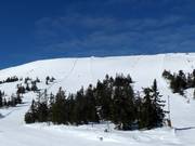 Uitzicht op de pistes nr. 1 en nr. 5 bij de Skihytta Ekspress