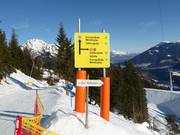 Pistebewegwijzering in het skigebied Schlick 2000