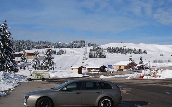 Val d'Arly: bereikbaarheid van en parkeermogelijkheden bij de skigebieden – Bereikbaarheid, parkeren Espace Diamant – Les Saisies/Notre-Dame-de-Bellecombe/Praz sur Arly/Flumet/Crest-Voland
