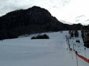 Uitzicht op de skipiste bij de Lärchenhof