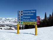 Pistebewegwijzering in het skigebied Bald Mountain in Sun Valley