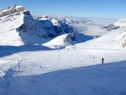 Brede piste van de Jochstock naar de Jochpass