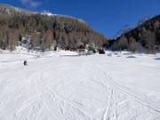 De oefenhelling Sonnenlift in het dorp Sulden